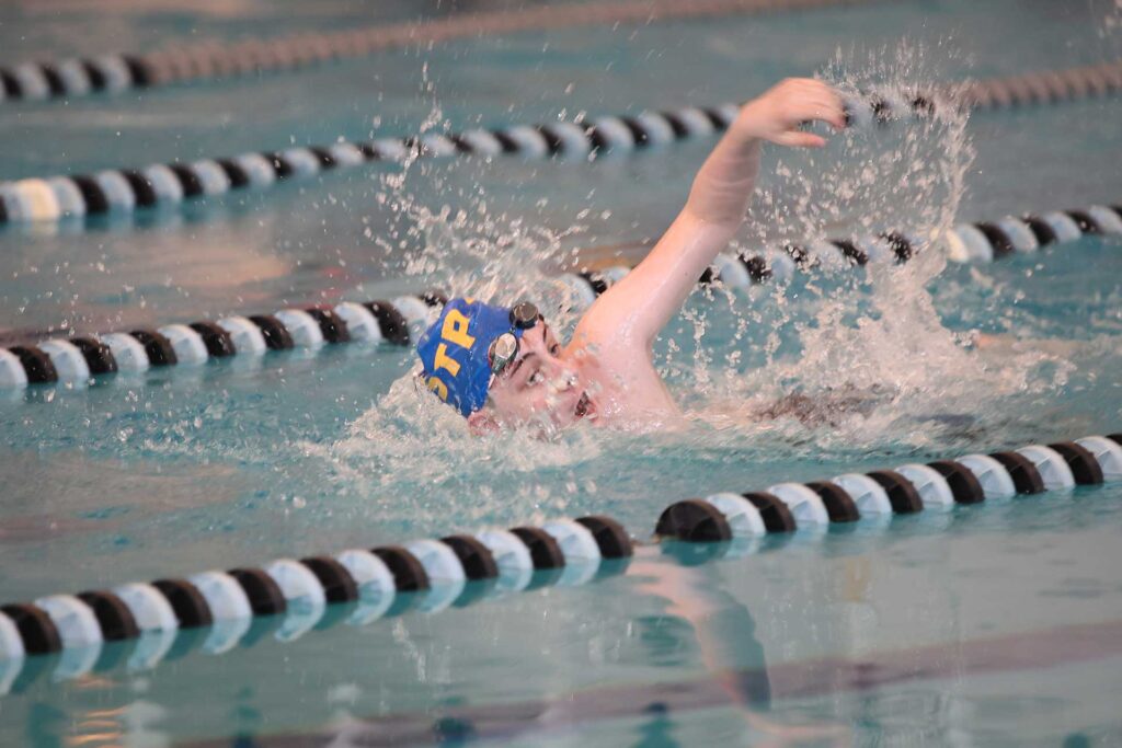 Athlete swimming in a race