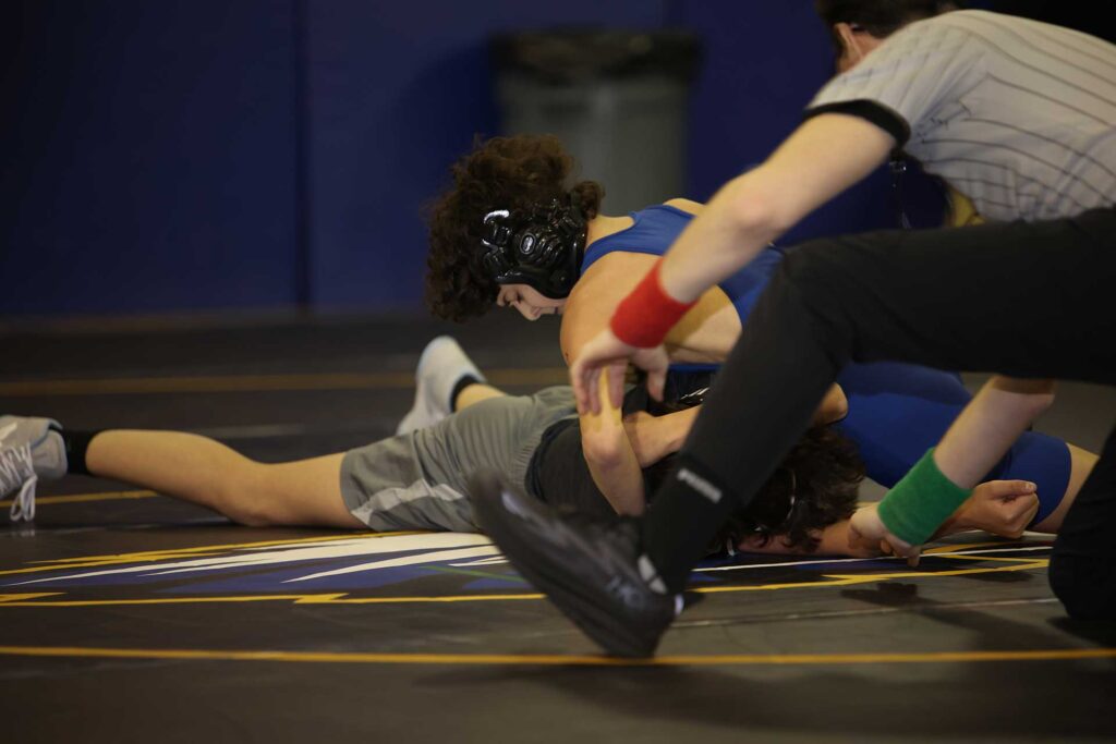 2 athletes wrestling